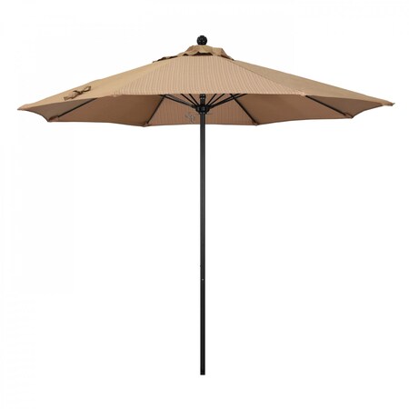 California Umbrella 9' Black Aluminum Market Patio Umbrella, Olefin Terrace Sequoia 194061335741